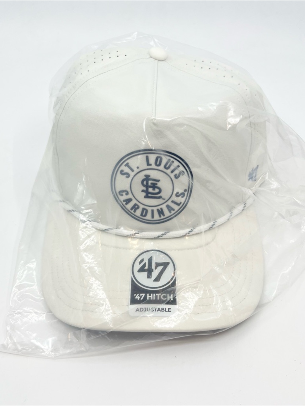 St. Louis Cardinals '47 Brand Hitch Black/White Breathable Hat Cap Rope - NEW